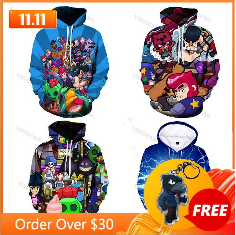 

Brawings Star, 3 To 14 Years Spike Kids Hoodies Shooting Game 3D Printed Sweatshirt Boys Girls Cartoon Jacket Tops Teen Clothes