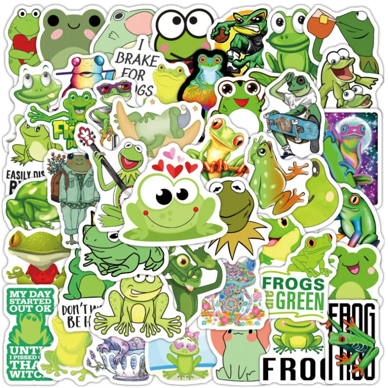 

10/30/50pcs Cute Frog Prince Skateboard Travel Suitcase Phone Laptop Luggage Stickers Vinyl Decal Home Cute Kids Girl Toy