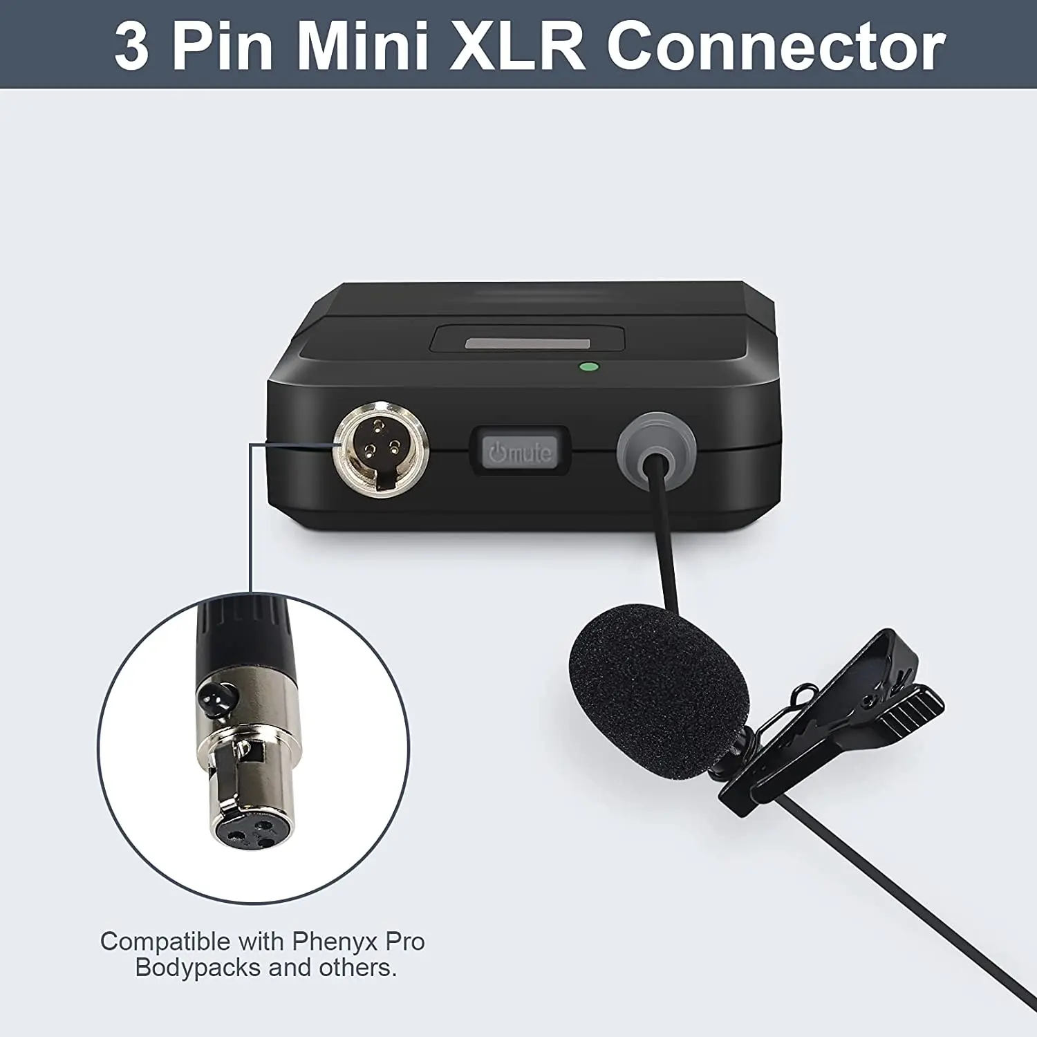 Фото Петличный микрофон Phenyx Pro/гарнитура с микрофоном, комплект с мини-разъемом XLR для сценических громкоговорителей, голосовой усилитель, руков... №5