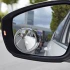 Зеркало заднего вида автомобильное, серебристое, черное, с поворотом на 360 градусов, для мертвой зоны, широкоугольное, выпуклое, маленькое, 2 шт.