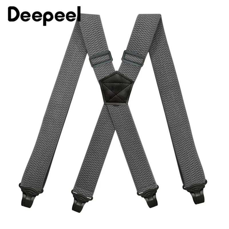 

Deepeel 1Pc 3.5*120cm Men Unisex Adult 4 Clip Suspenders Men's X Back Elastic Adjustable Wide Work Braces Stretch Male Jockstrap
