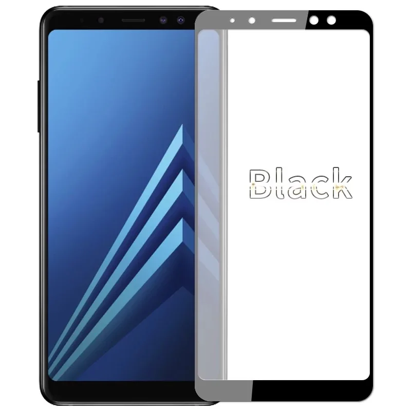 Защитное стекло для samsung galaxy a8 Защитная пленка для экрана samsun galax a 8 plus армированный закаленный чехол sumsung sheet tremp - Цвет: Black