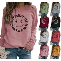 winter leisure sports round neck sweater womens jacket bring good energy bring smiley letter inspirational tops