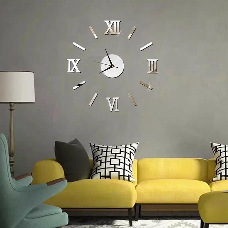 

3d Luminous Real Big Wall Clock Rushed Mirror Sticker Diy Living Room Home Decor Fashion Watches Quartz Large Roman Numerals