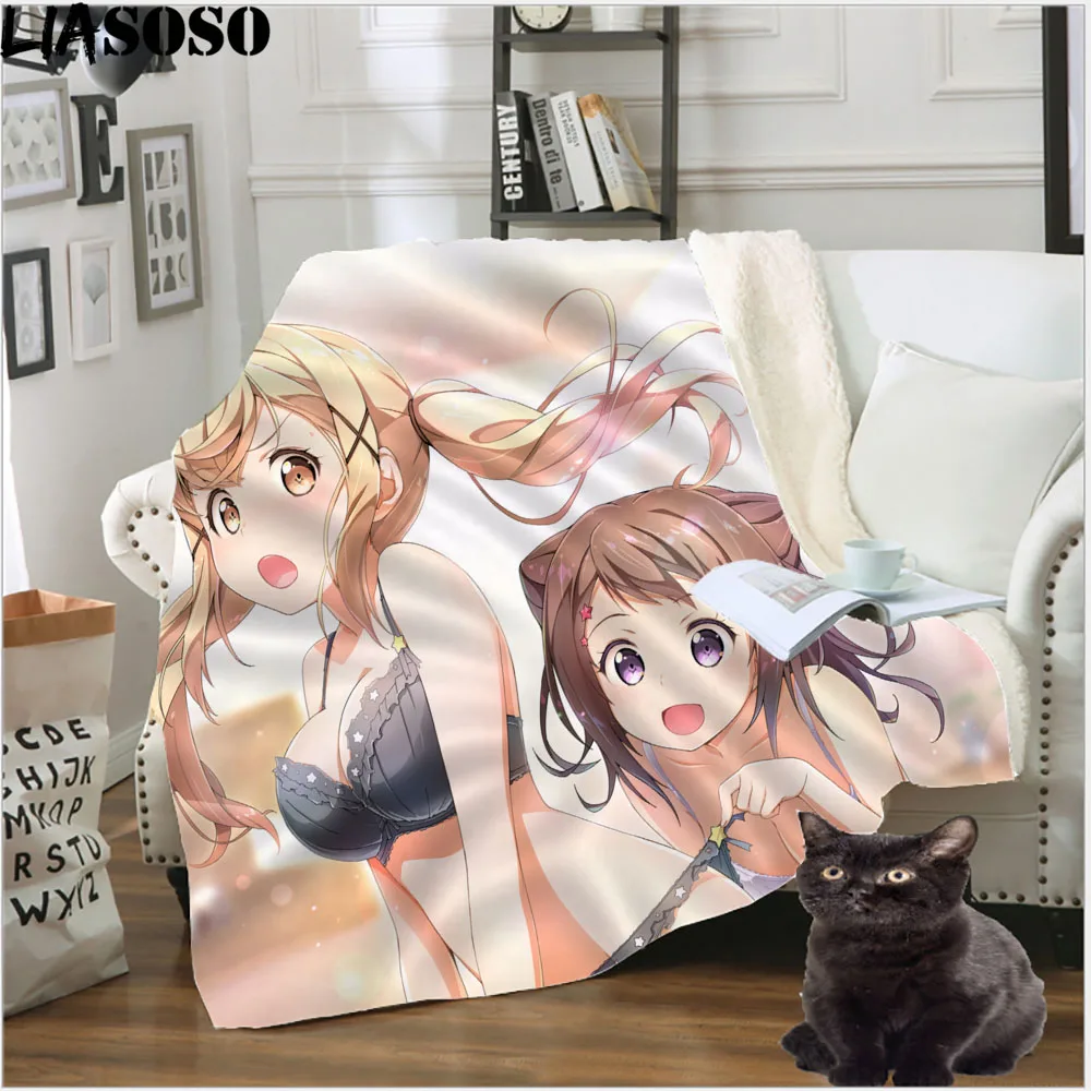 

Anime Bang Dream 3D Printed Throw Blankets Hentai Sexy Girl Plaid Anime Blankets Music Group Flannel Chair Sofa Cover Home Decor