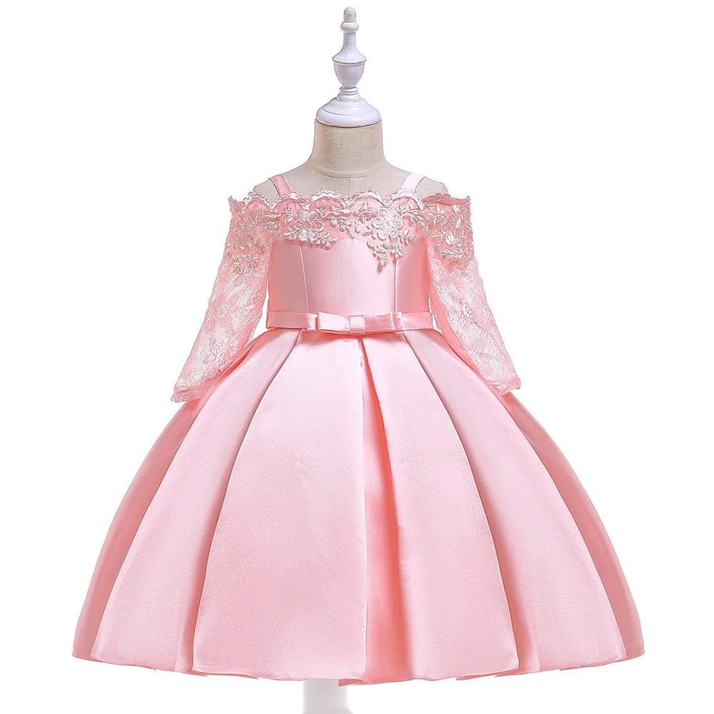 

2021 New Hot Selling Flower Girl Dresses Long Sleeve Lace Party Kids Princess Dress for Girls Boutique Children Clothing