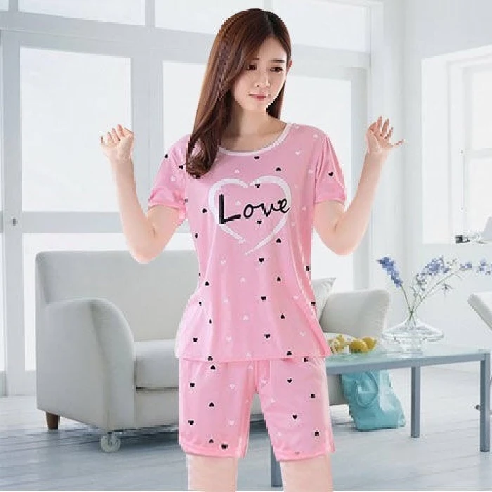 Молочный шелк Женская милая одежда для сна летние женские пижамные комплекты