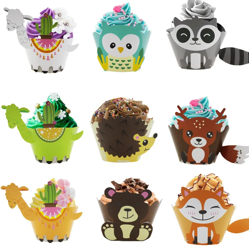 Leeiu 12 шт смешанные Лев Обезьяна Животное кекс обертки шоколада лесом и джунглями
