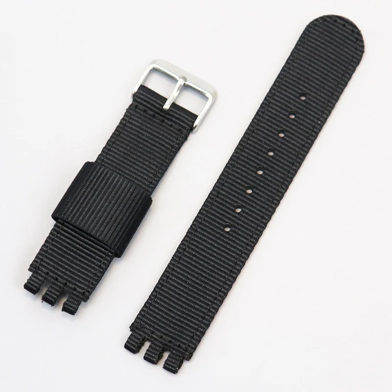 Nato Nylon Watchband 17mm 19mm 20mm for SWATCH Strap Watch Belt Strap Watch Accessories Replacment Bracelet Wristband Black images - 6