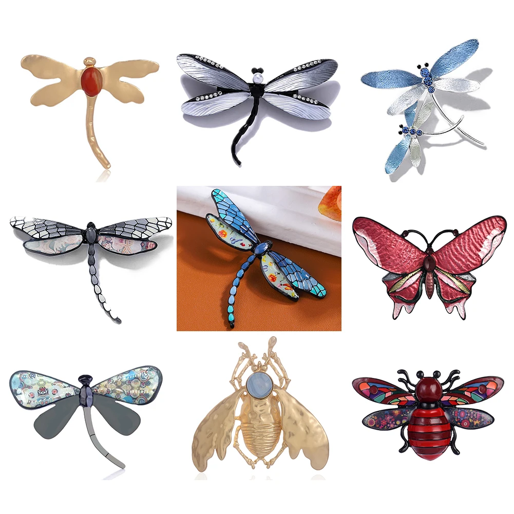 Распродажа эмалированные броши в виде стрекозы булавки для одежды аксессуары