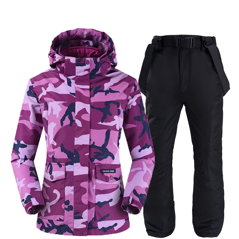 Двухслойная камуфляжная женская зимняя куртка костюм для сноуборда уличная