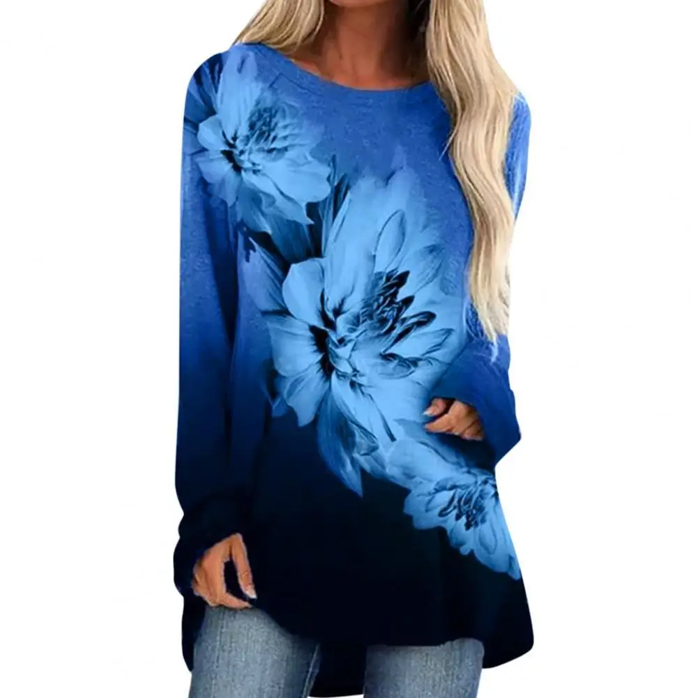 

Женская блузка с длинным рукавом и круглым вырезом, с принтом