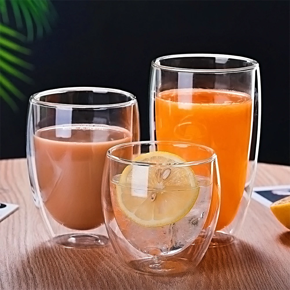 

Coffee Mug Double Wall Design Glass Tea Americano Cup Gift Heat-resistant Clear Thermo Handmade Transparent 80/250/350/450ml