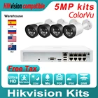 Hikvision совместимые наборы IP-камеры 5MP 4 шт. Встроенный микрофон ColorVu + Hikvision оригинальный NVR DS-7108NI-Q18P POE CCTV система