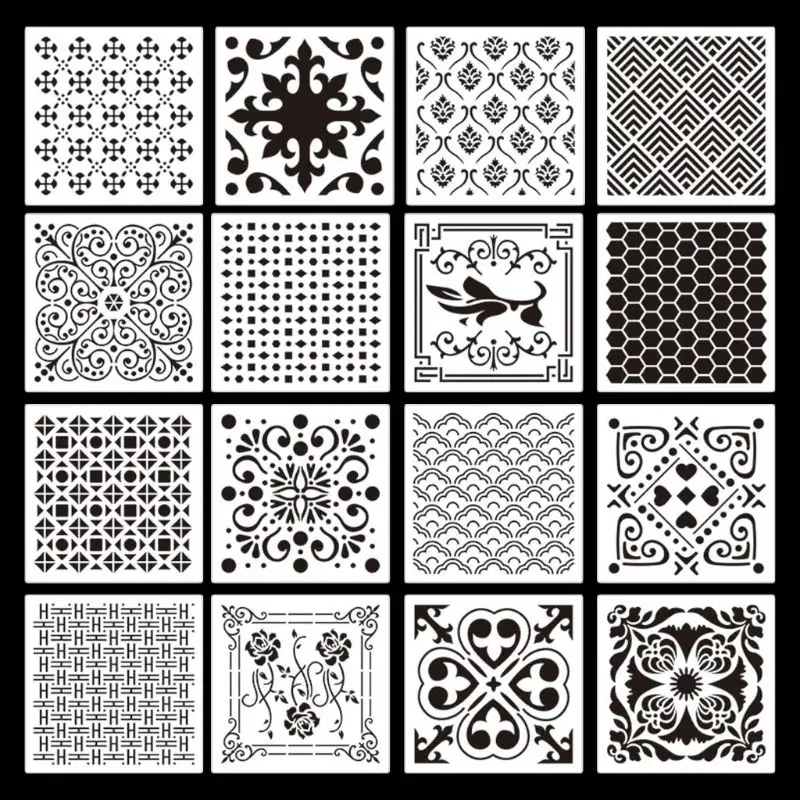 

16pcs Mandala Stencil Wall Painting DIY Drawing Template for Stone Wood Funiture