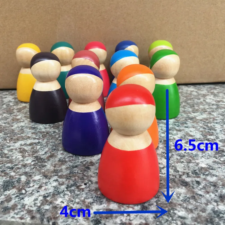 12pcs dolls Складные деревянные блоки, радужная обучающая игрушка, Детские Обучающие 3D игрушки, радужные деревянные геометрические строительные блоки для малышей - Цвет: 12pcs dolls