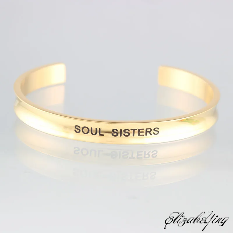 Модные родственная душа вдохновляющие 7 мм браслет из нержавеющей стали открытые