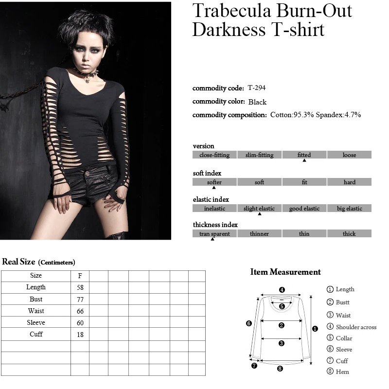 Женский топ в стиле панк-рейв черные топы с вырезами и длинным рукавом панк