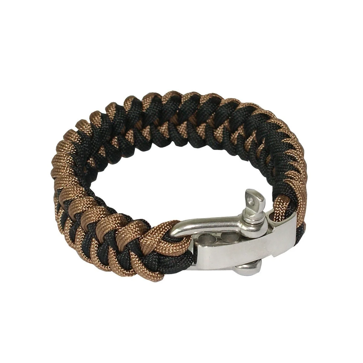 Black Khaki Yougle выживания Регулируемый 550 Паракорд Браслет парашютный шнур запястье с нержавеющей стали лук Скоба пряжка - Цвет: Black Khaki