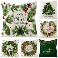 christmas green pillowcase 4545cm stripe pattern linenthrow pillow for christmas cushion cover of sofa home decorative cushions