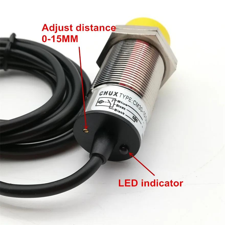 Емкостный датчик приближения с регулируемым расстоянием M30 обнаруживает 10 мм npn
