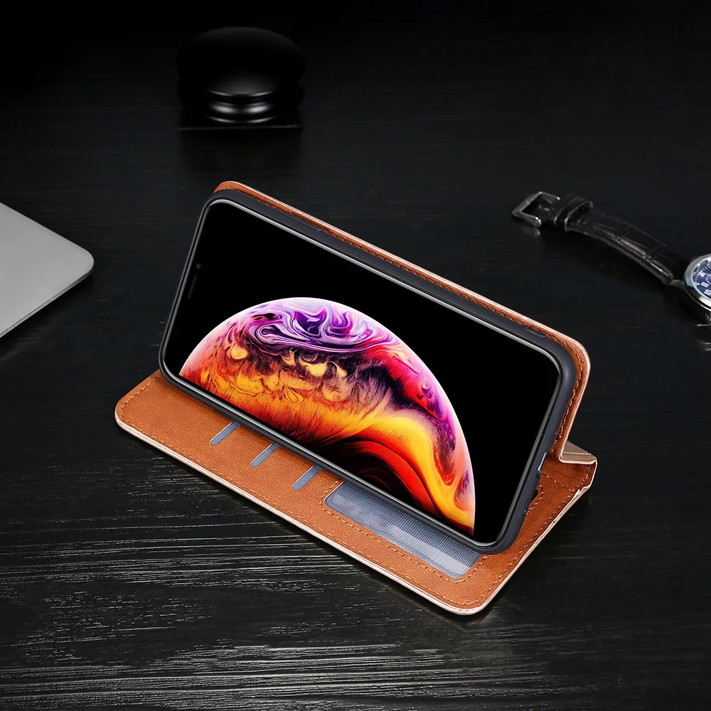 

2020 Creative Cattle Pattern Card For Iphone 7 8 Plus Instert Flip Magnetic Sucker Phone Case For Iphone X Leather Phone Cover