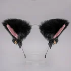 Женская милая повязка на голову в стиле аниме Лолита, милый пушистый плюшевый ободок с кошачьими ушками, обруч с бантом, маленькие колокольчики, красивое платье для косплевечерние