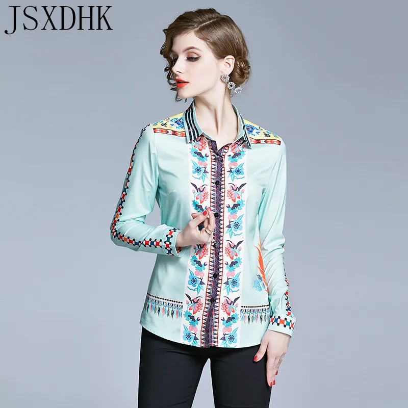 

JSXDHK S-2XL размера плюс 2020 Офисная женская шифоновая рубашка с принтом модные женские блузки Блузки женские топы и блузки