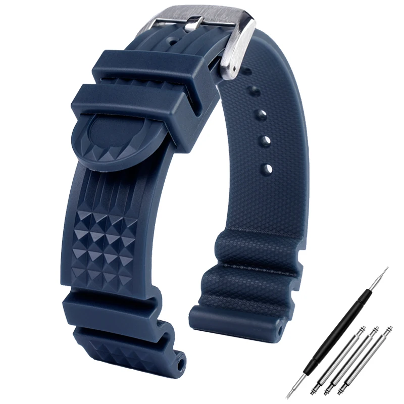 High Quality Waterproof Tropic Fluorine Rubber Strap 20mm 22mm Quick Release Spring Bar Watch Band For Men's Seiko Diving Watch