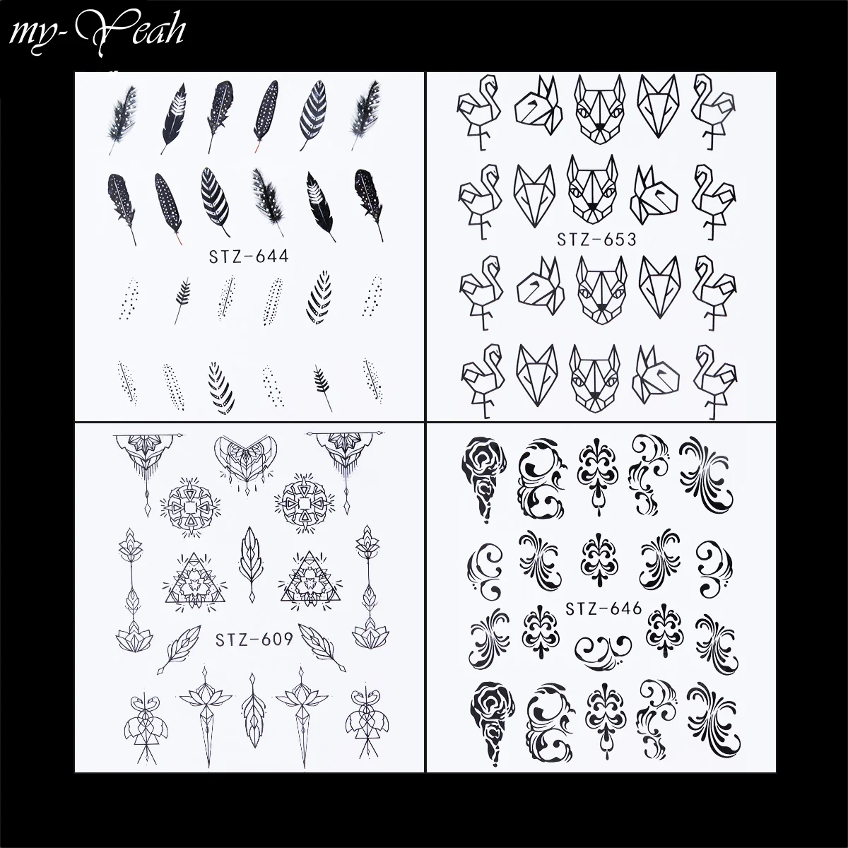 My-да набор из 24 штук Нейл-арт переводятся с помощью воды наклейки водяной знак