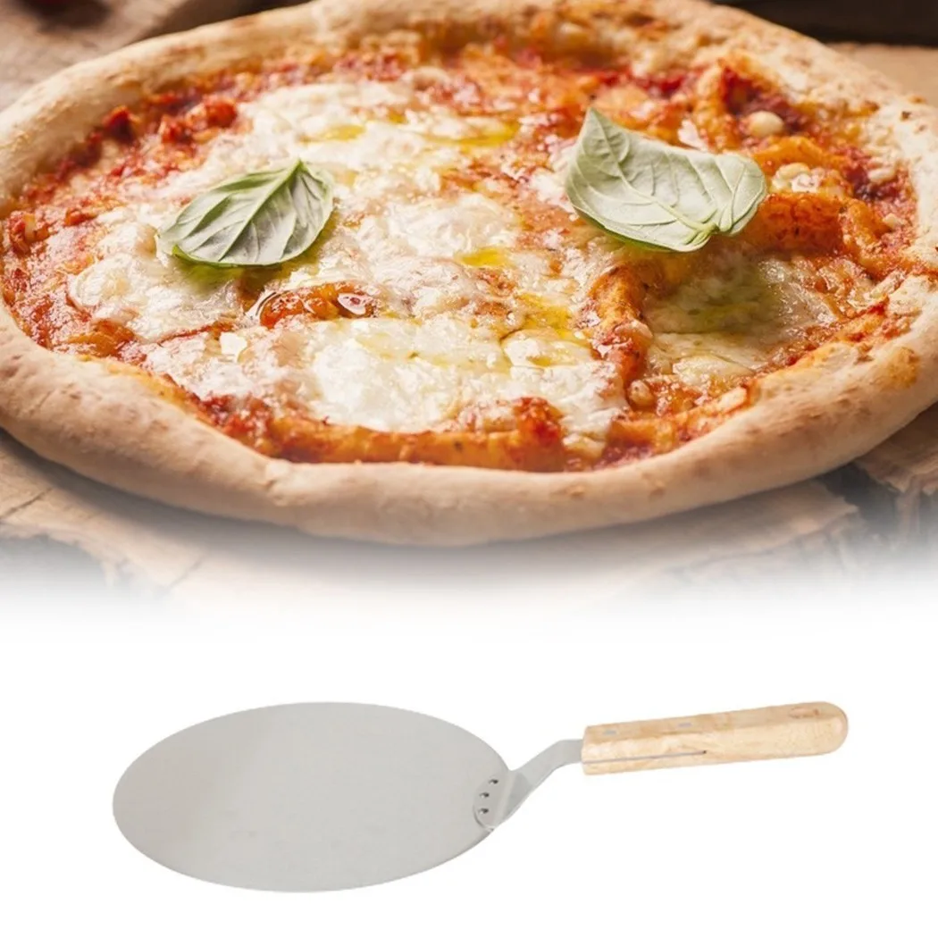 

1PCS Stainless Steel Pizza Peel Shovel Pizza Shovel Pastry Tools Spatula Cake Lifter Paddle Baking Tray With Oak Wooden Handle
