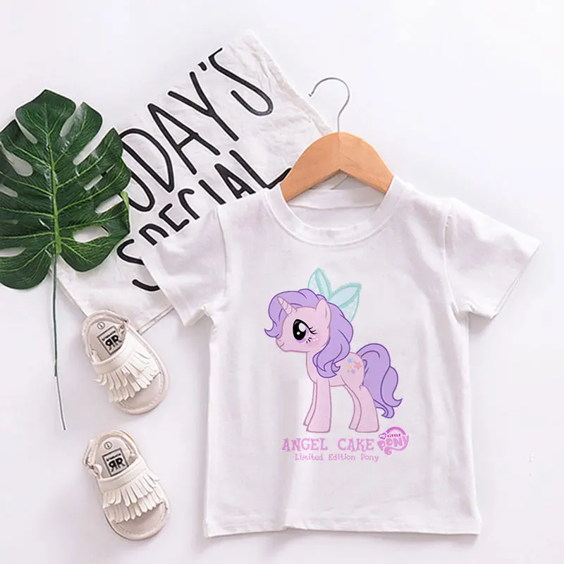 

Girls Tshirt Summer New Clothes Fashion Kids Tshirt Print Unicorn Tshirt Cute Children Tops Round Neck Harajuku White Boy Tshirt