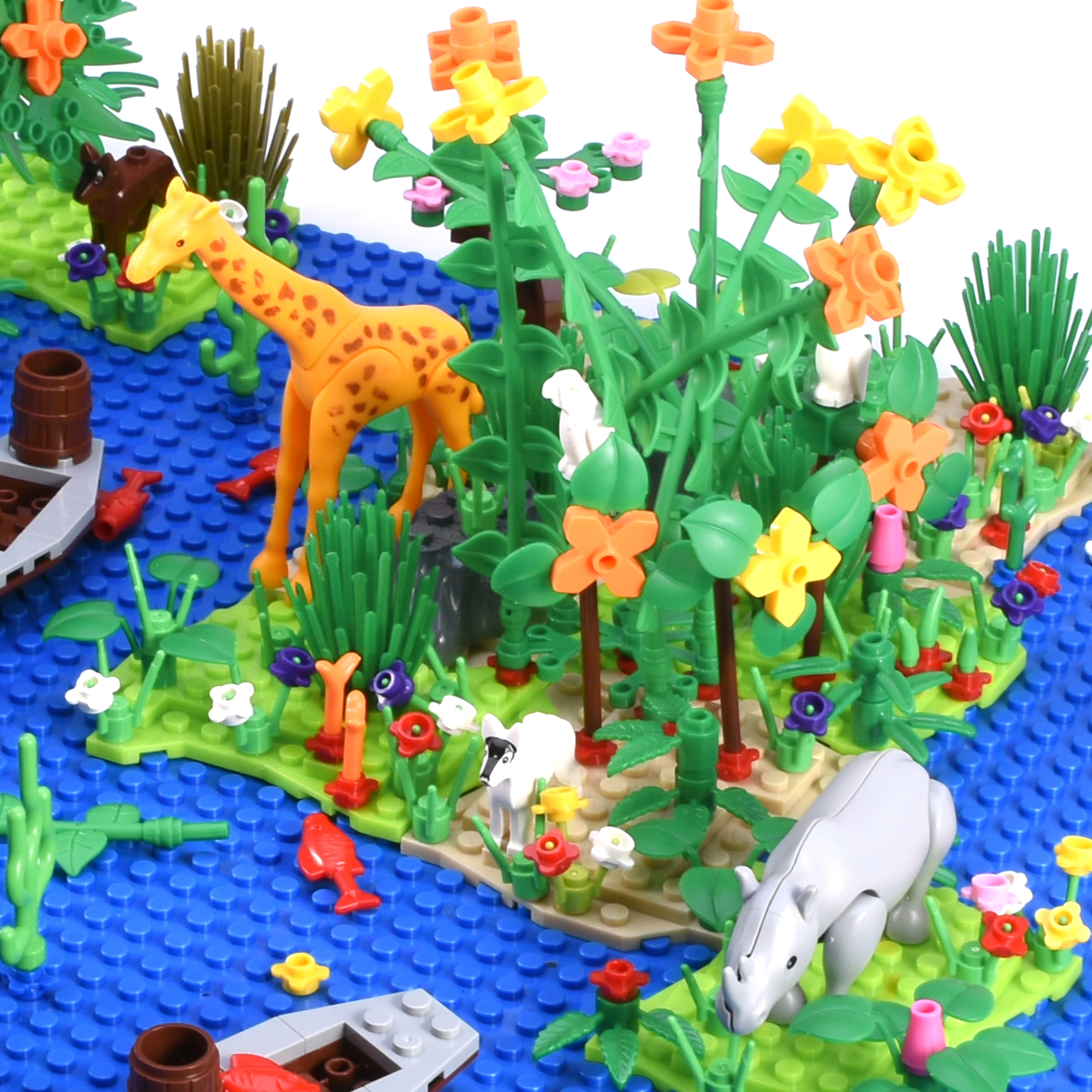 

City Ocean Baseplate Pirate MOC Island Forest Animal Creator Tree Ships Building Blocks Model Bricks Kits DIY Kids Friends Toys