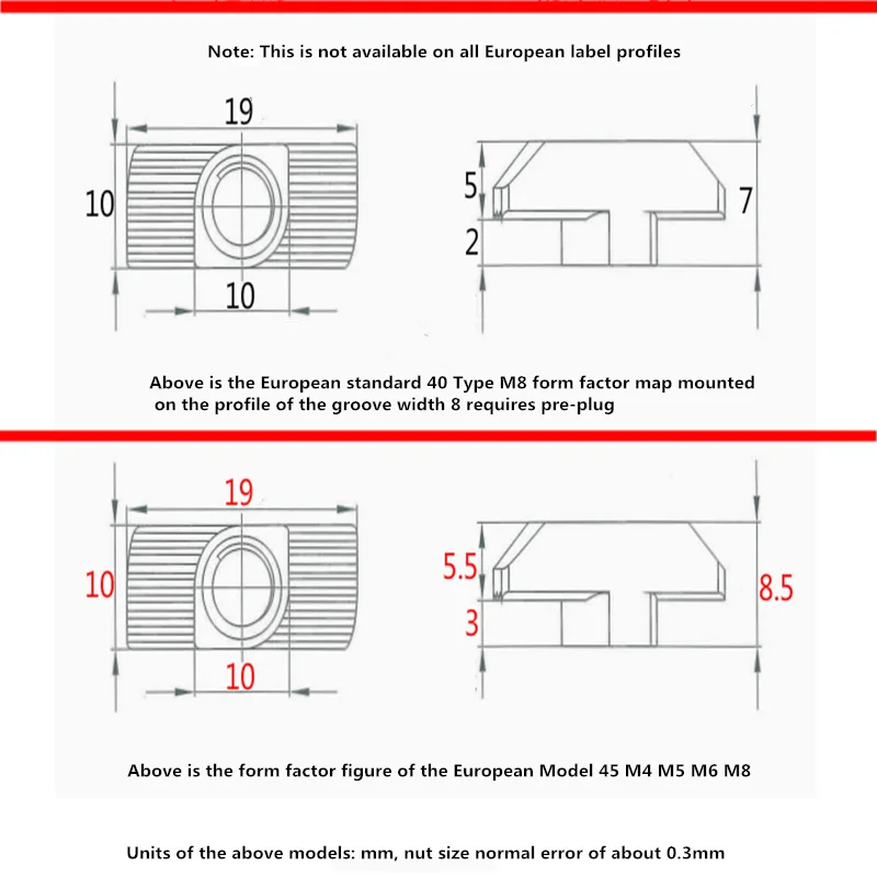 50 pcs T Nut M3/M4/M5/M6/M8 For 20/30/40/45 Series Slot European standard aluminum profile accessories T-shaped ship type | Обустройство