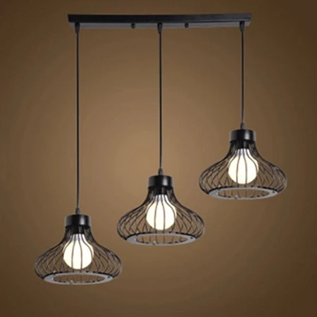 L Square plate style Винтаж 3 головы сочетание черный Кованое железо подвесной светильник E27 220V 110V свет для кухни гостиной спальни коридор, Ресторан - Цвет корпуса: L Square plate style