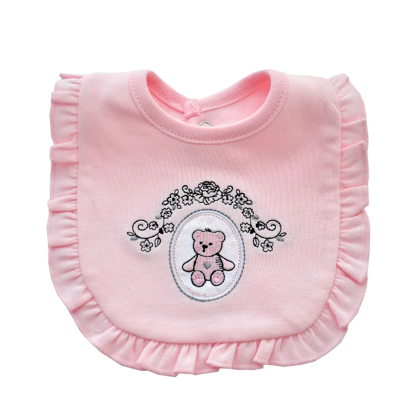 Baberos de algod&oacute;n de doble capa para beb&eacute;, toalla de Saliva de encaje rosa, ropa de eructo para ni&ntilde;a y ni&ntilde;o, Babador de alimentaci&oacute;n para beb&eacute;-5
