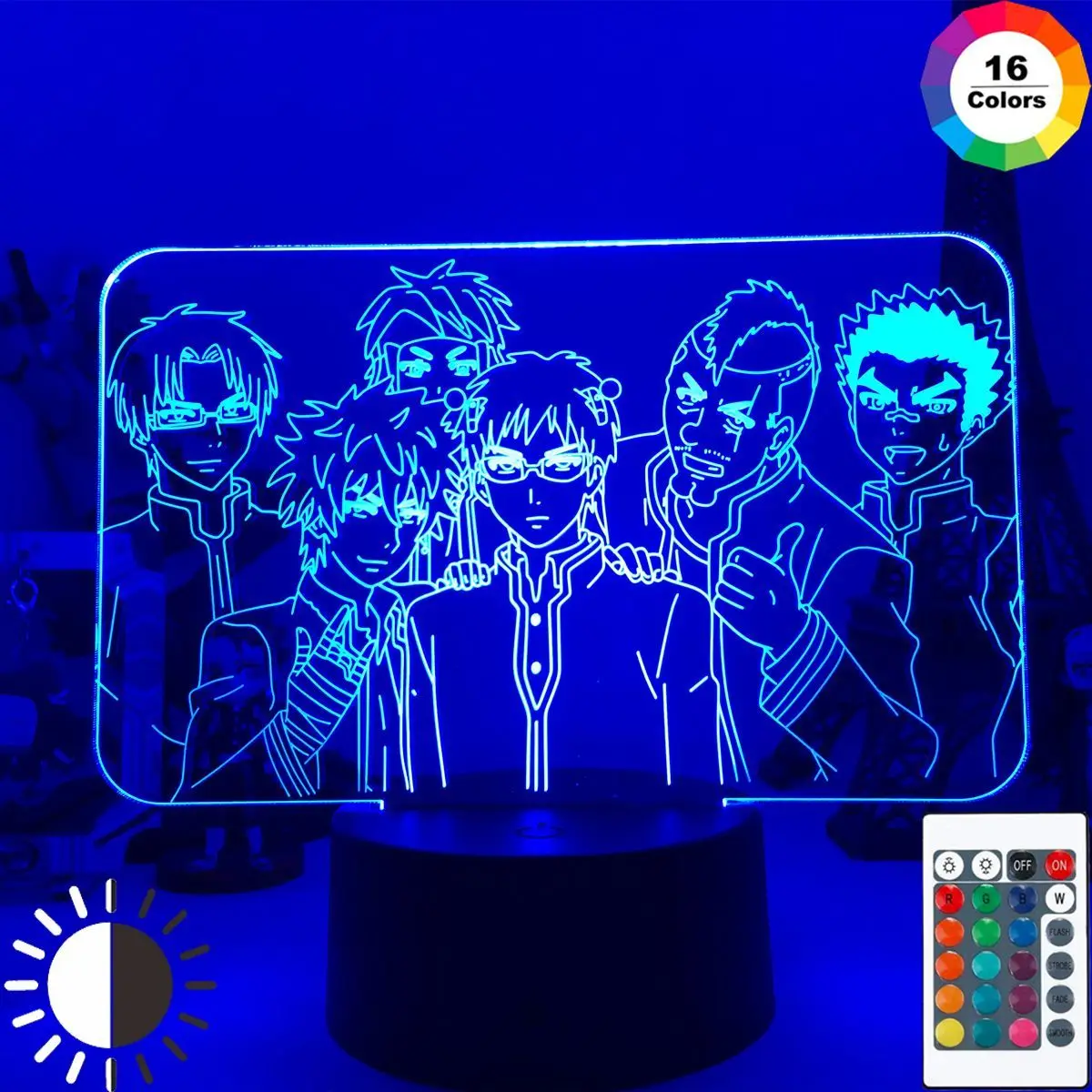 

Anime Led Night Light The Disastrous Life of Saiki K for Bedroom Decor Gift Colorful Nightlight Manga 3d Lamp Saiki K Toy Model