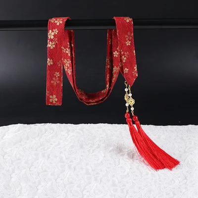 QIANJI Hanfu, ободок для волос, античный головной убор с вышивкой, лента с кисточками, повязка на голову, веревка для волос, древний костюм, аксессуар для волос - Цвет: 5