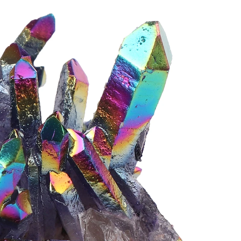 

1pc Natural Crystal Quartz Stone Rainbow Titanium Cluster Mineral Specimen Desktop Ornaments Home Decor DIY Accessory