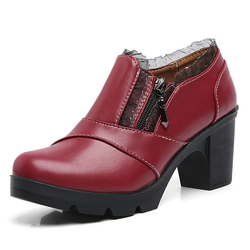 

Ladies Shoes Female Pu Leather Lace Zipper Platform Shoes Womens Shoes Women High Heel Shoes Office Shoes Large Size 41 42 43