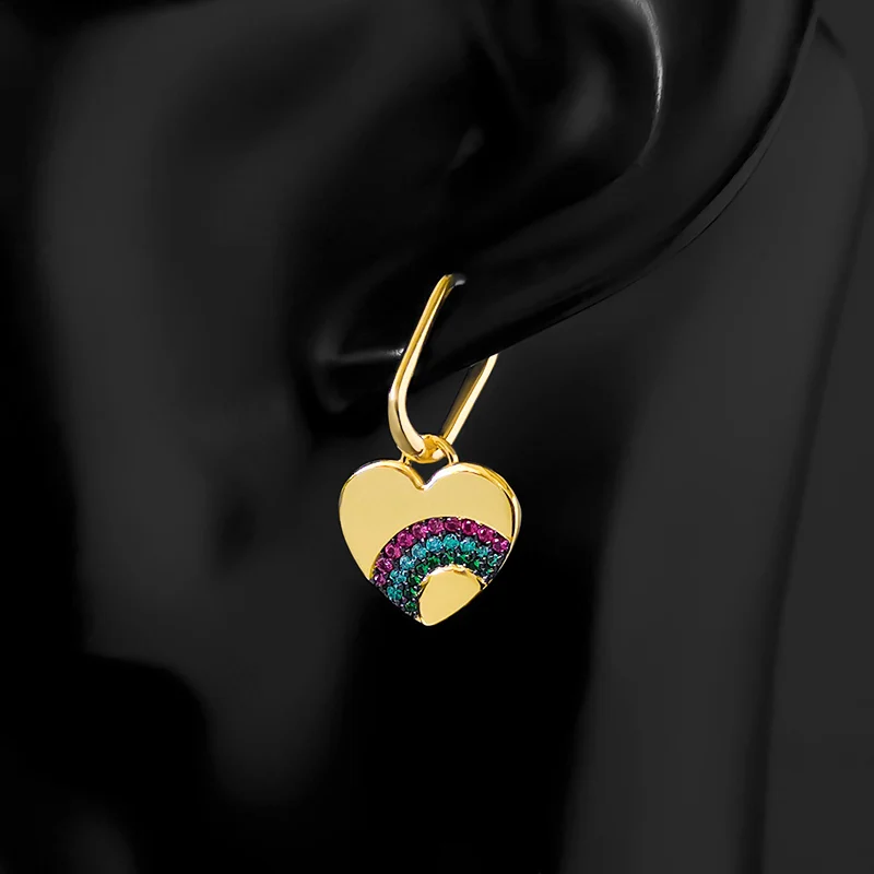 

July New Monaco Jewelry Love Heart Shaped Rainbow Earrings Original Fashion Jewelry Gift