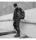 Брюки Techwear мужские черные шаровары уличная одежда с несколькими карманами с лентами мужские спортивные брюки мужские повседневные брюки хип-хоп джоггеры