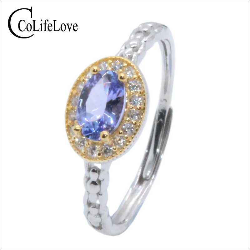

0.5ct 4mm*6mm VVS Grade Natural Tanzanite Ring for Engagement 100% Real 925 Silver Tanzanite Ring Brithday Gift for Woman