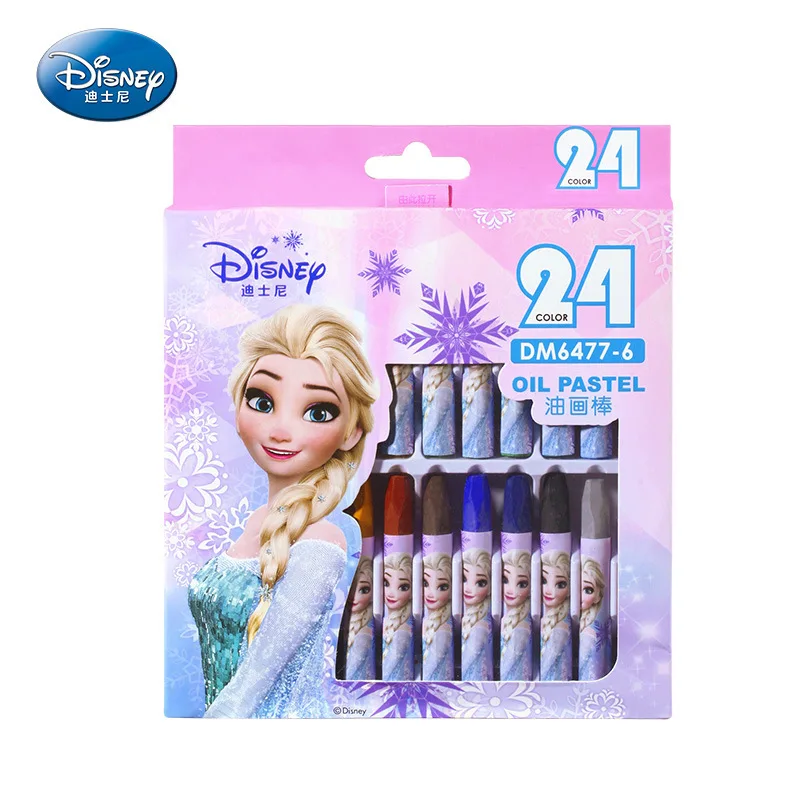 

Disney Frozen Mickey office student supplies children's oil pastel graffiti painting crayons baby drawing stick 24 color crayons