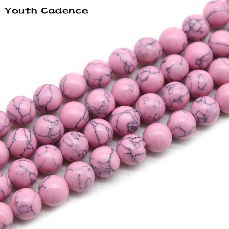 

Light Pink Howlite Turquoises Stone Round Loose Spacer Beads For Jewelry Making DIY Bracelet Perles 15"Strand 4 6 8 10 12mm