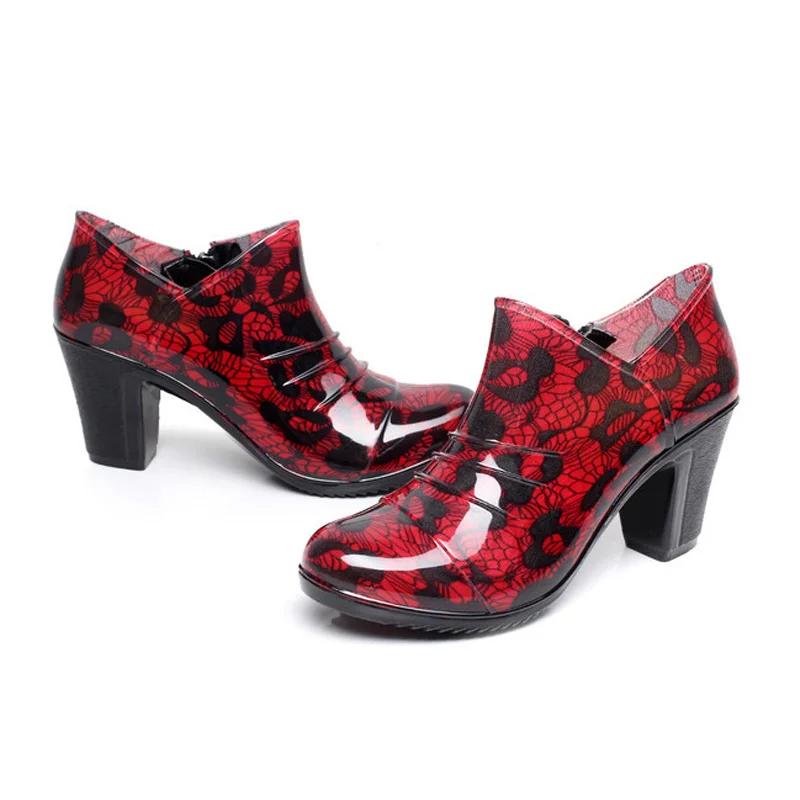 Сапоги Aleafalling женские резиновые водонепроницаемые полусапожки на молнии с