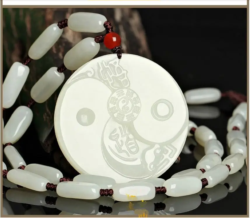 Известная белая Нефритовая схема Вселенной подвеска амулет с бриллиантовой