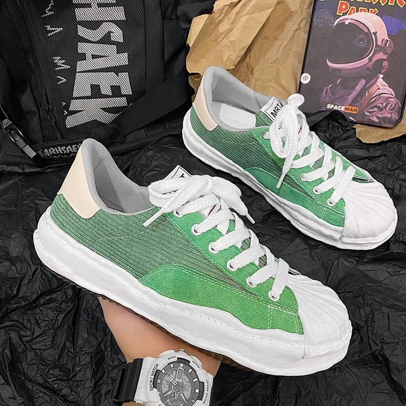 

2021 Fashion Men Shoes Sneakers Men Shell Head Lace-up Platform Shoes Ulzzang Retro Style Casual Sport Shoes for Men New Arrival