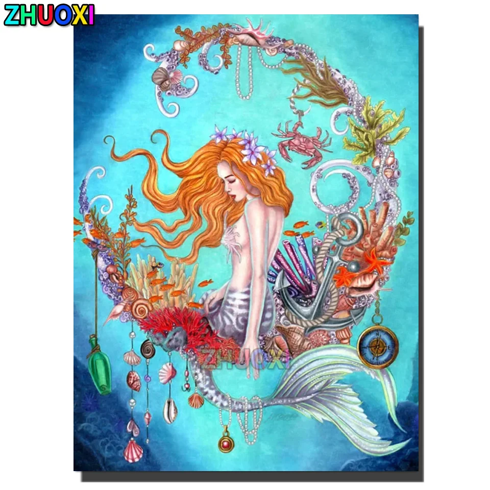 

Full Square Round Diamond Embroidery Sexy Mermaid DIY Diamond Painting Cross Stitch Handicraft Mosaic Girl Room Decor Art