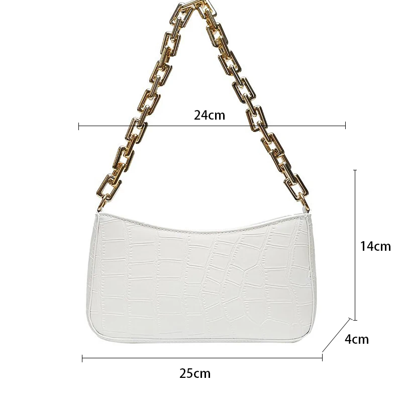 

Female Crocodile Pattern Baguette Bags Women's Shoulder Bag Brand Luxury Leather Designer Retro Solid Color Handbags Bolsos Sac